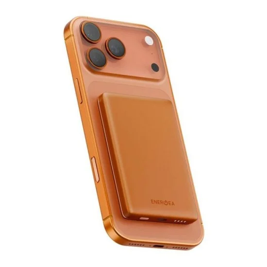Energea alupac mini,  5000mah mini aluminium magsafe compatible power bank - orange